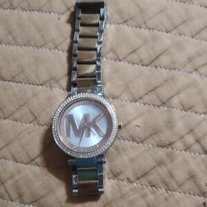 Michael Kors Silver and Gold Crystal-Embellished Watch